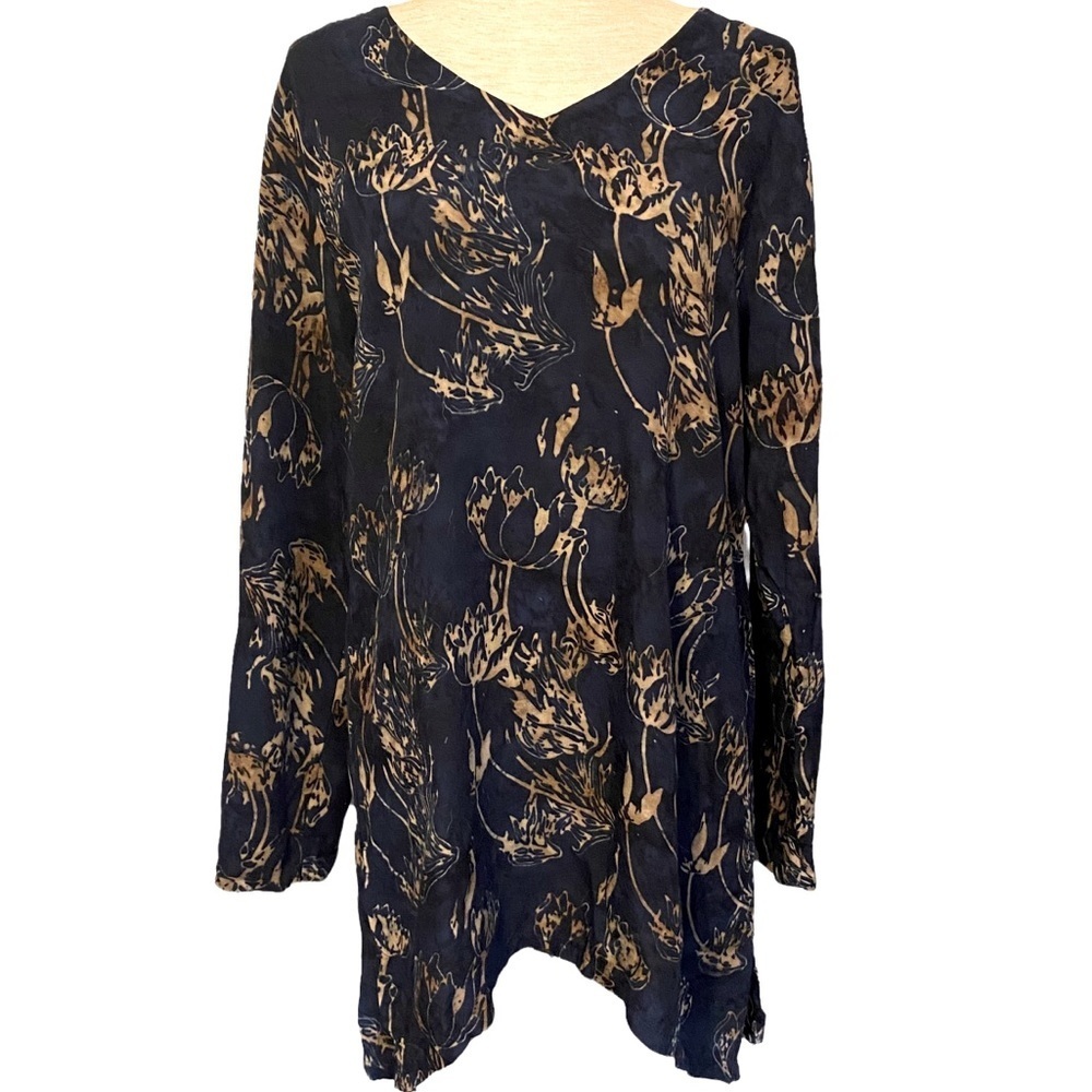 Soft Surroundings blue beige floral tunic dress size small‎